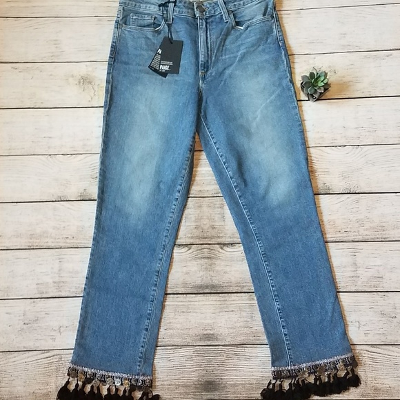 Paige Jacqueline High Rise Embellished Fringe Crop - Picture 4 of 7